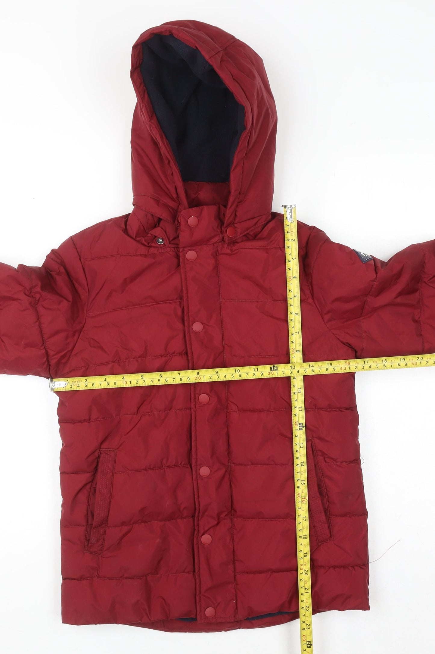 Joules Boys Red Hooded Puffer Jacket 11-12 Years Polyester Winter Coat