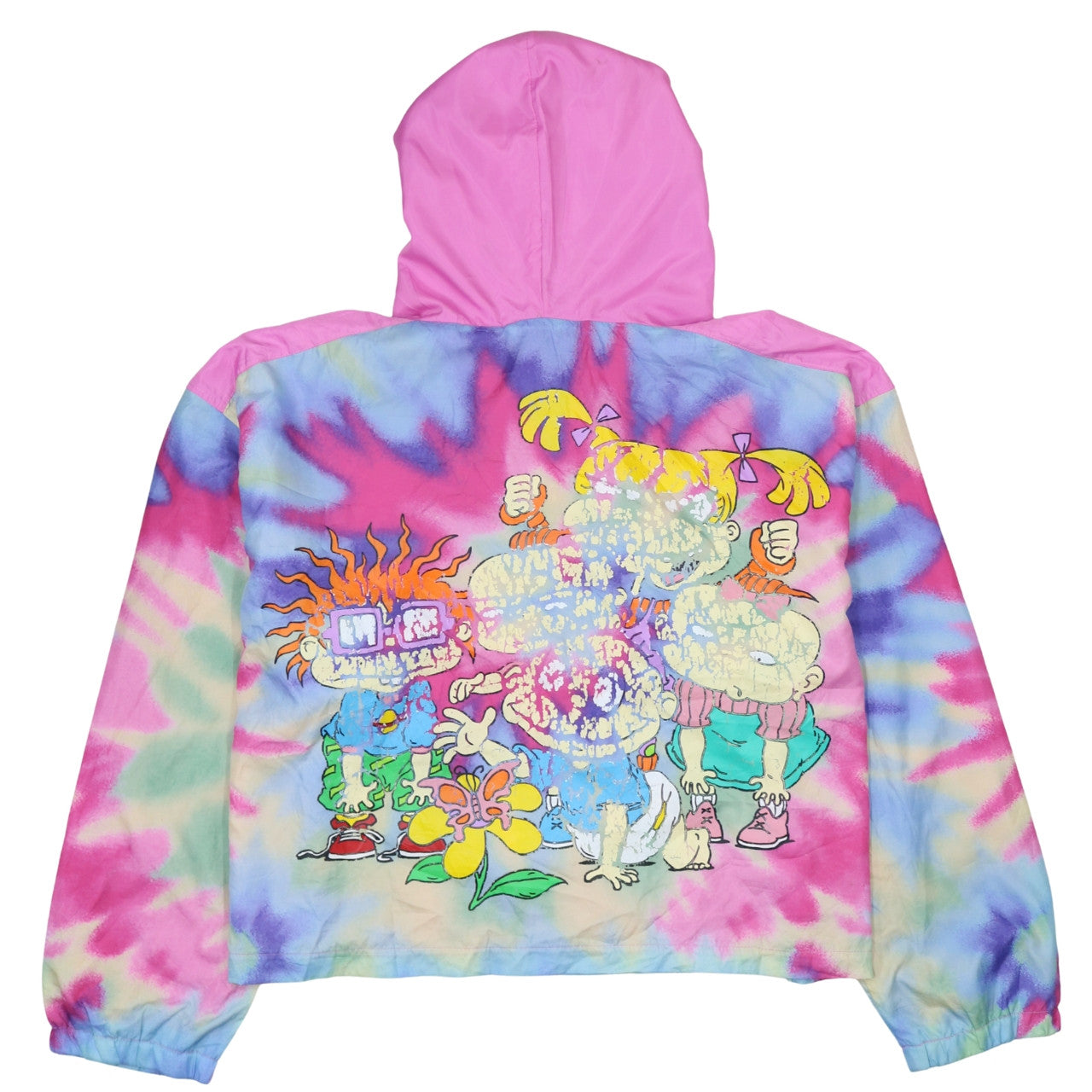Nickelodeon Womens Multicoloured Pullover Hoodie Rugrats 3X Tie Dye Hooded Sweatshirt