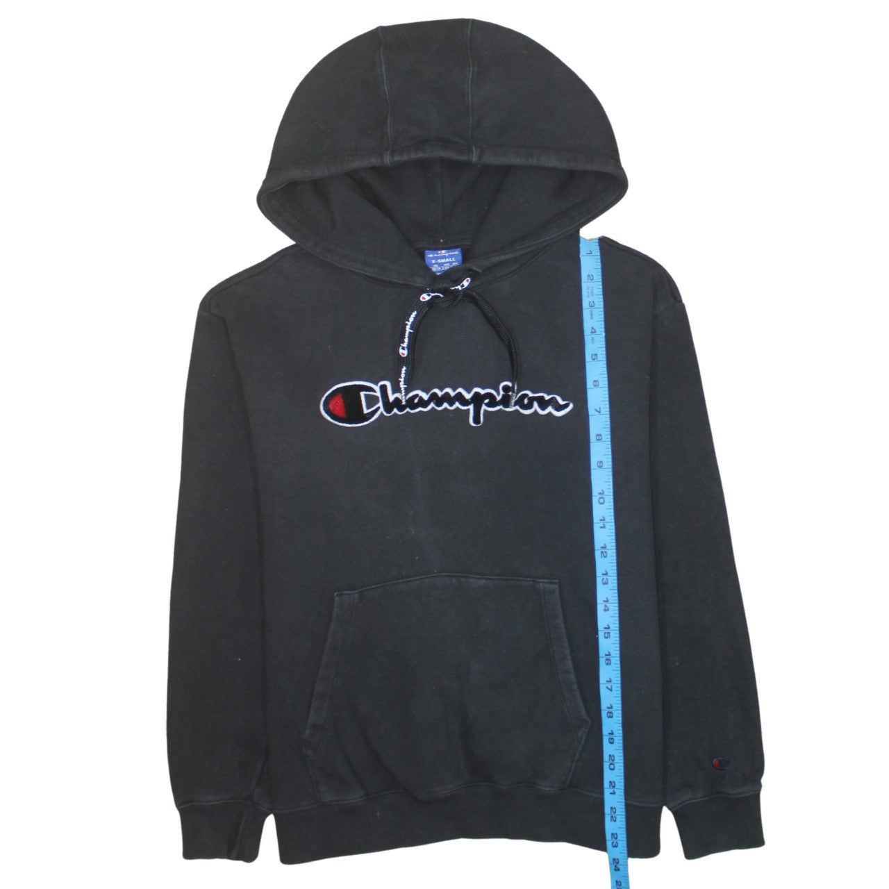 Champion Men's Black XS Pullover Hoodie with Logo Embroidery