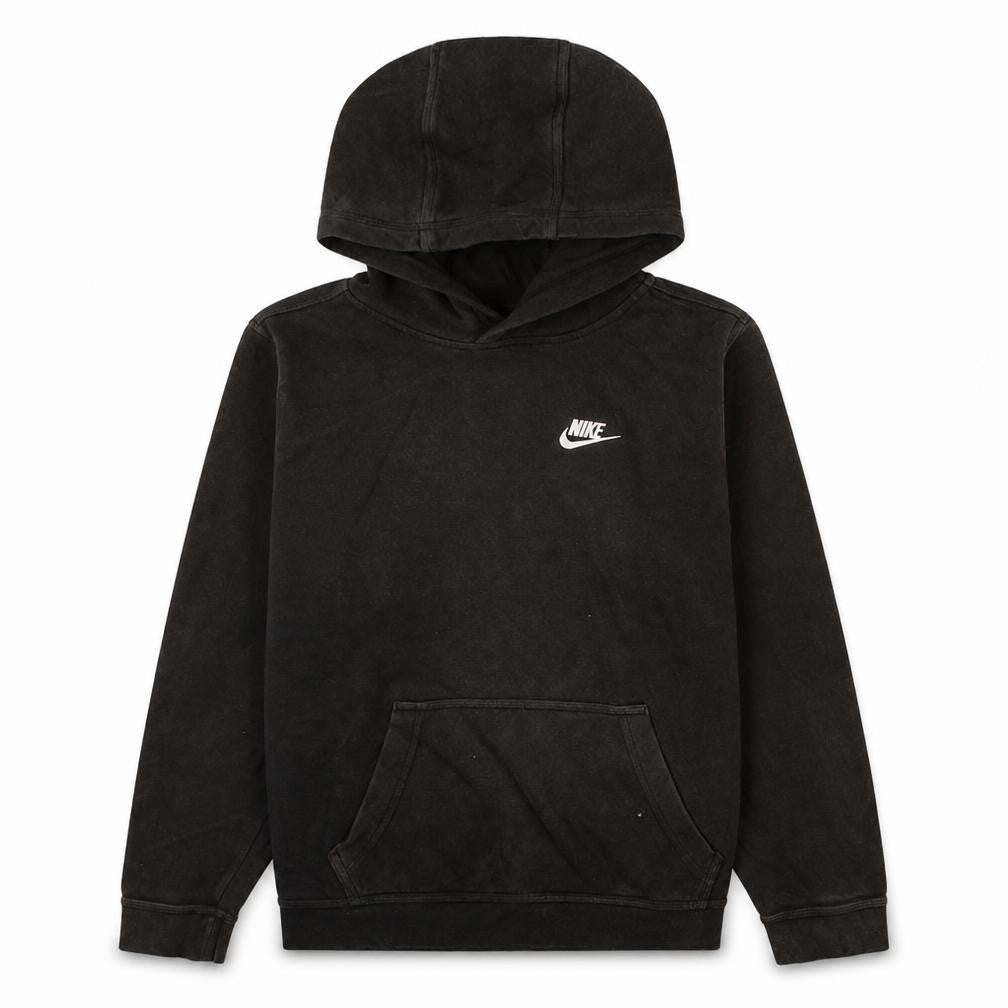 Front view of Nike boys’ black pullover hoodie xl 158-170cm cotton fleece sweatshirt