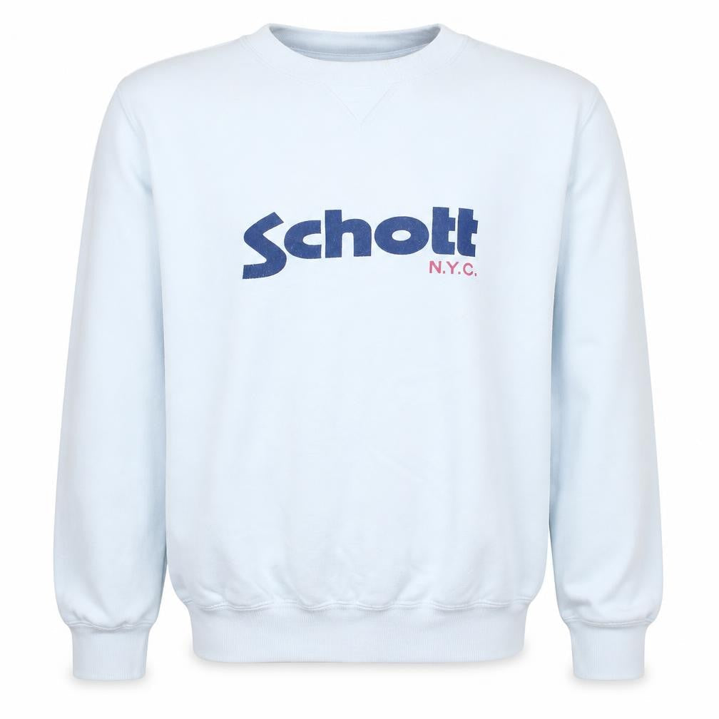 Schott NYC Men's White XL Crew Neck Logo Sweatshirt