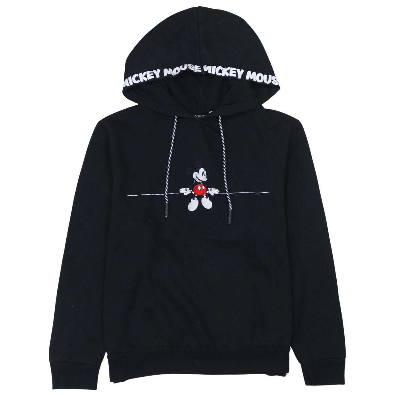Disney Women Black Mickey Mouse Pullover Hoodie Size L 14/16