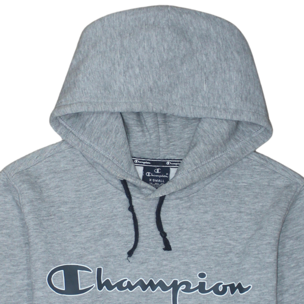 Champion Men's Grey XS Pullover Hoodie Fleece Logo Sweatshirt