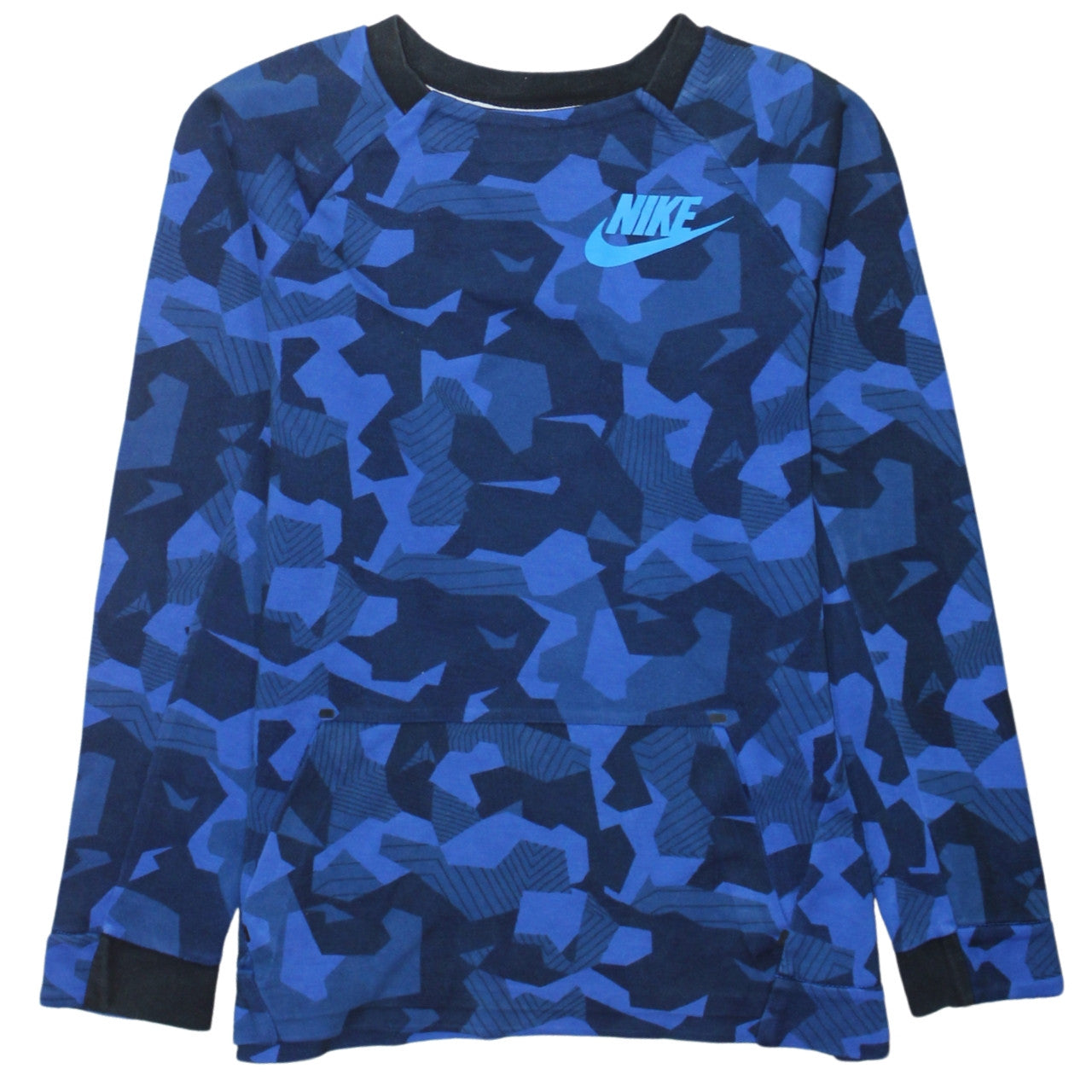 Nike Boys Blue Camouflage Pullover Hoodie Sweatshirt 12-13 Years