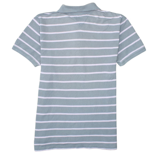 Tommy Hilfiger Denim Men's Grey Striped Cotton Polo Shirt Size L