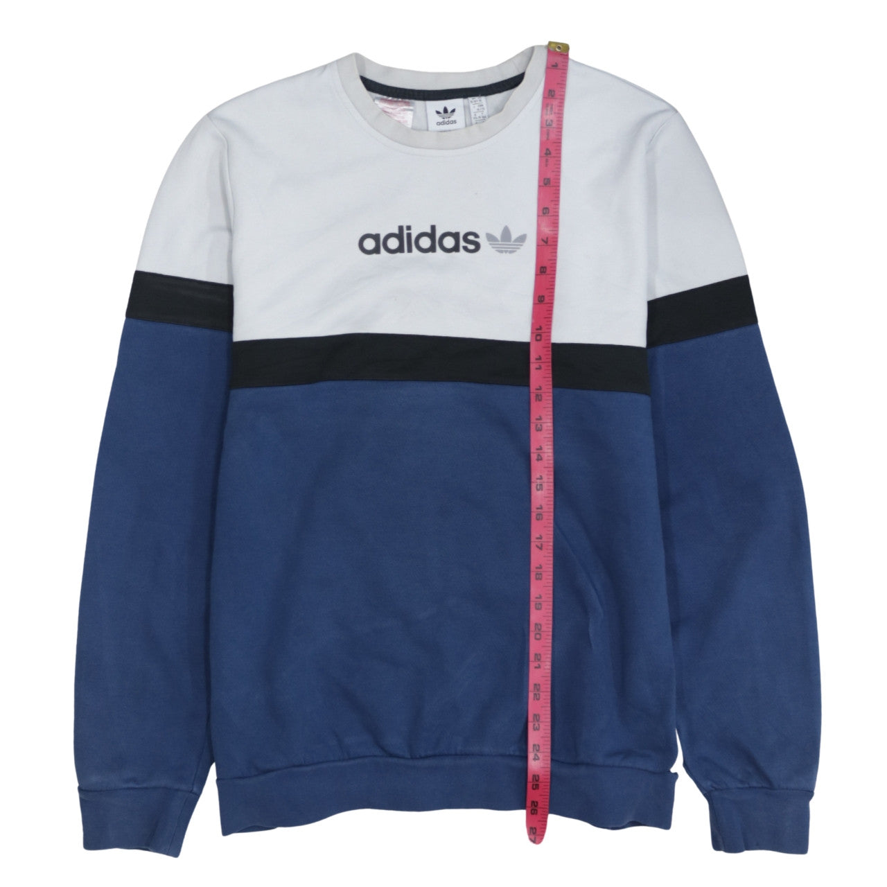 Adidas Boys Blue Colourblock Pullover Sweatshirt 15-16 Years XL Fleece