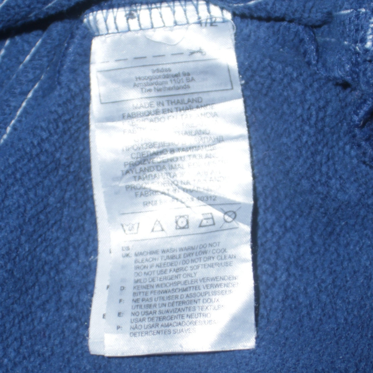 Adidas Boys Blue Colourblock Pullover Sweatshirt 15-16 Years XL Fleece