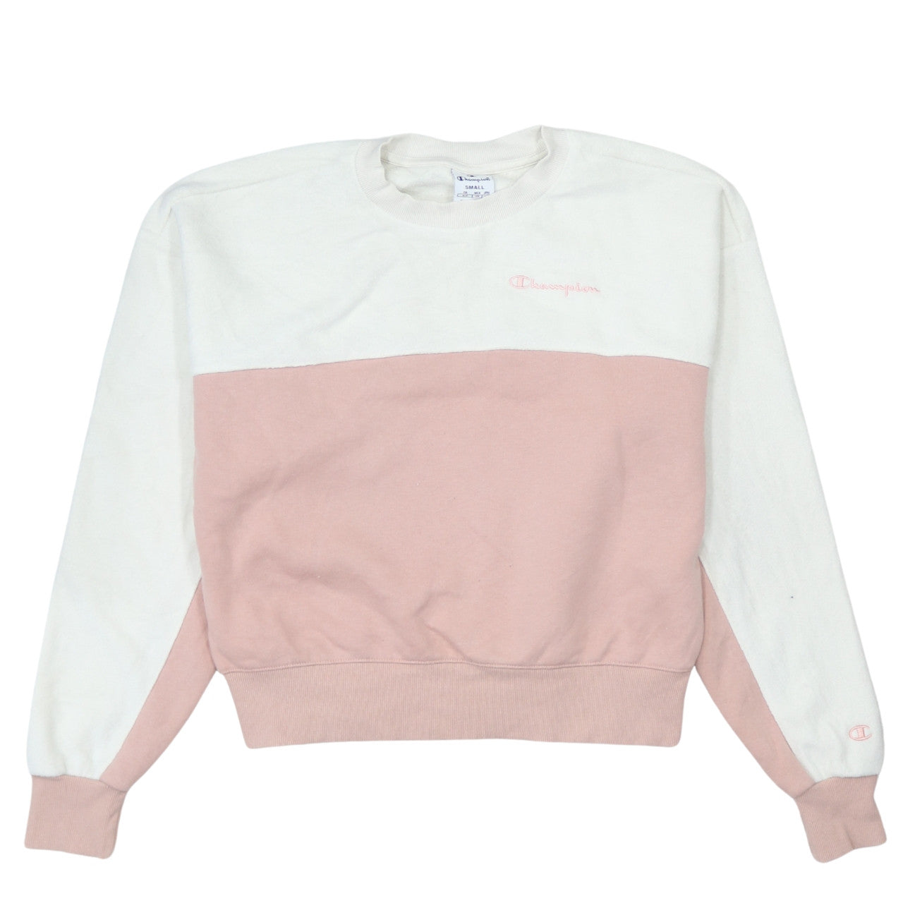 Champion Womens Pink White Small Colourblock Pullover Sweatshirt