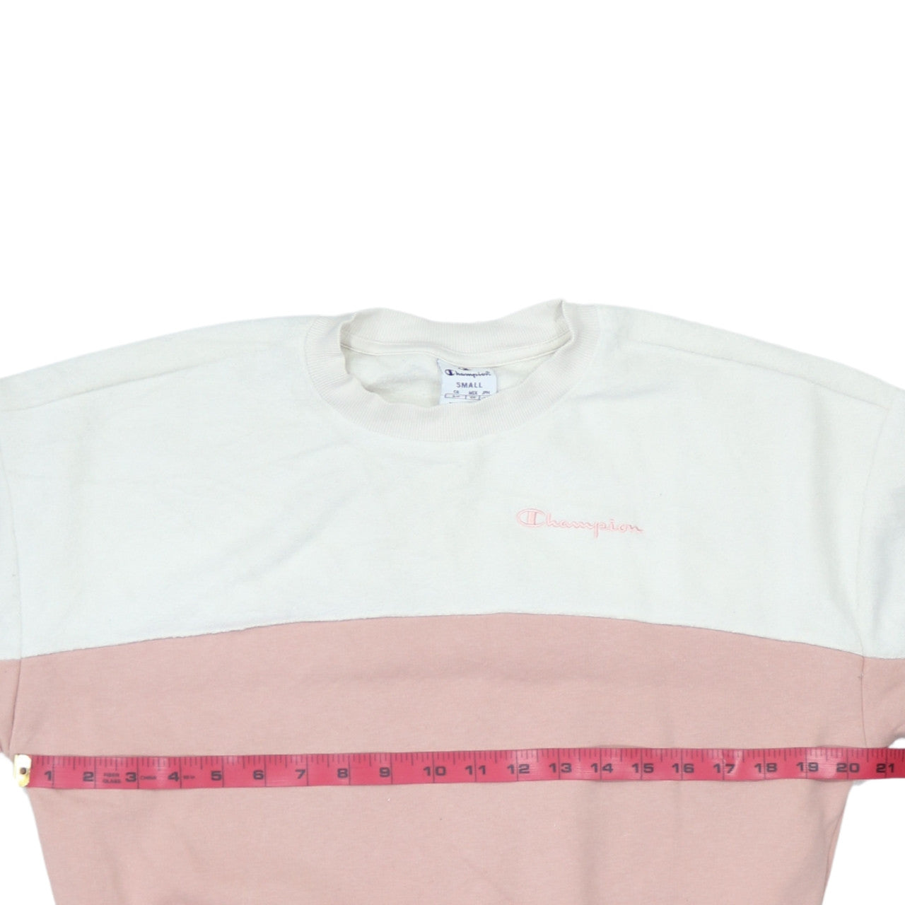 Champion Womens Pink White Small Colourblock Pullover Sweatshirt