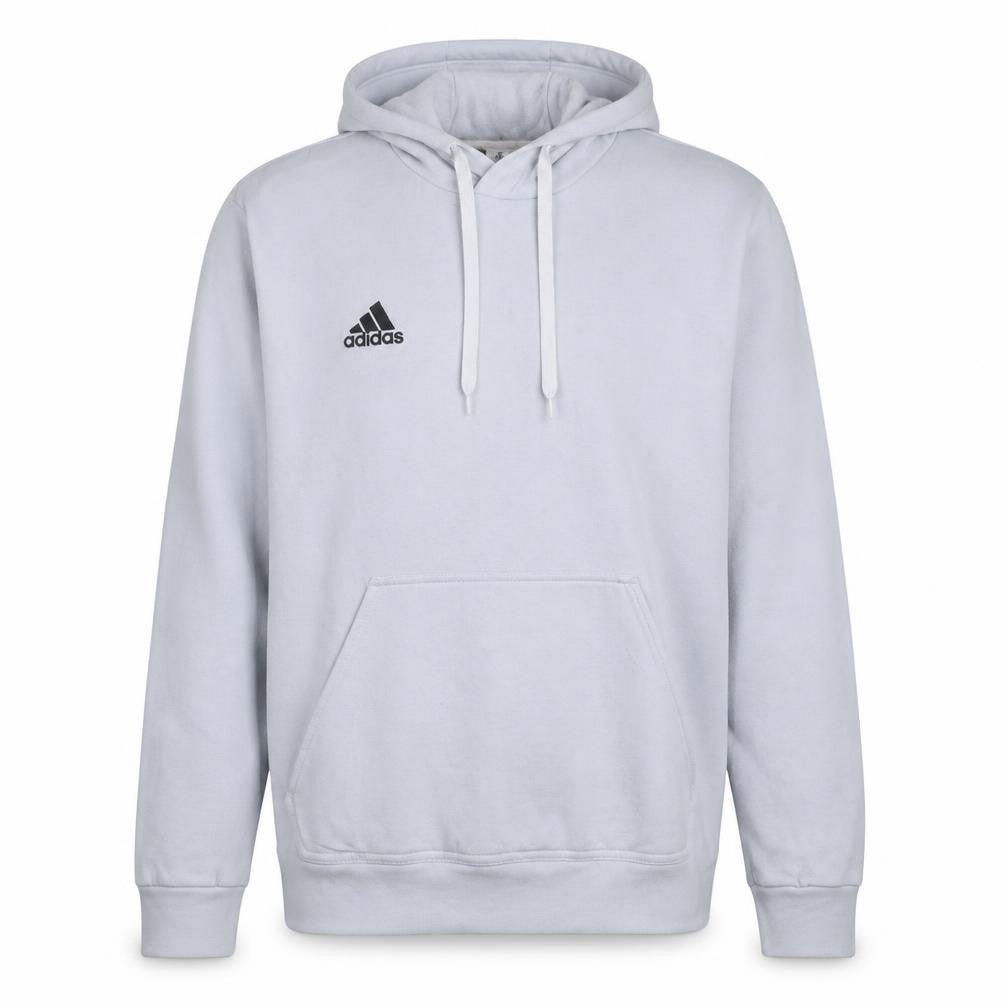 Front view of adidas Men's White Pullover Hoodie L Sports Fleece Logo