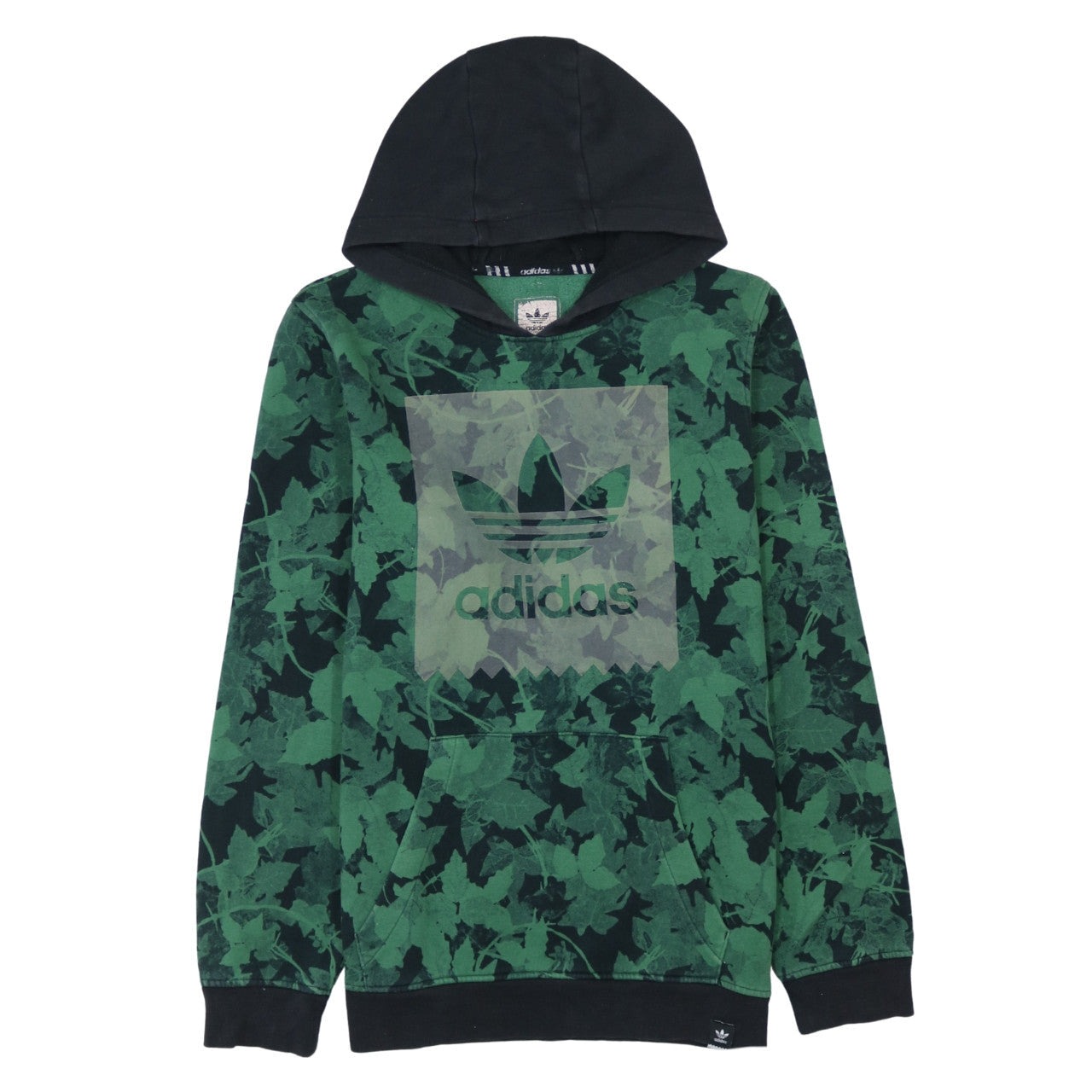 Adidas Men's Green Floral Logo Pullover Hoodie Size M