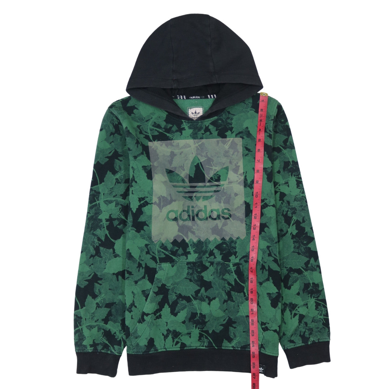 Adidas Men's Green Floral Logo Pullover Hoodie Size M
