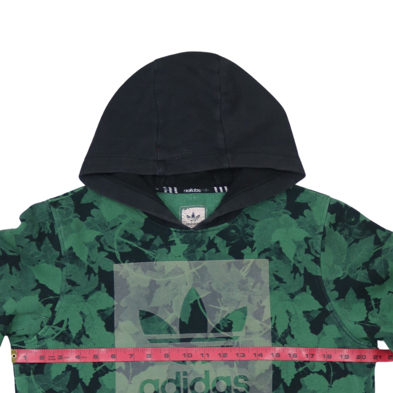 Adidas Men's Green Floral Logo Pullover Hoodie Size M