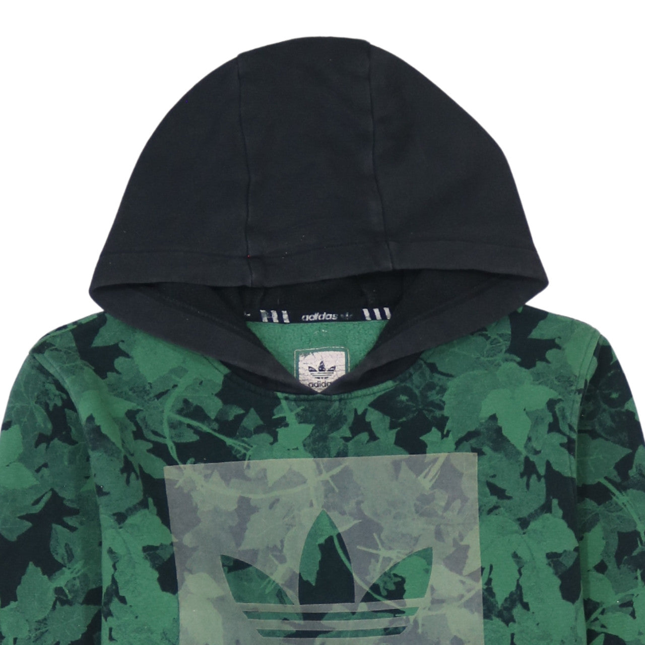 Adidas Men's Green Floral Logo Pullover Hoodie Size M