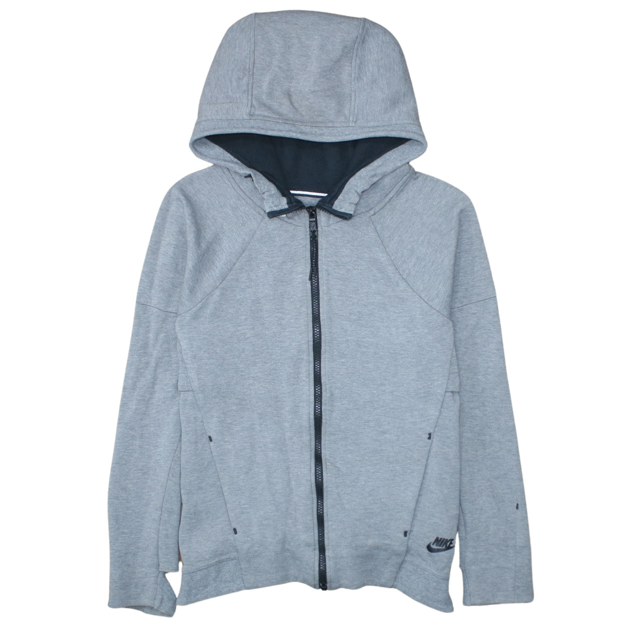 Nike Men's Grey Full Zip Hoodie Small Polyester Cotton