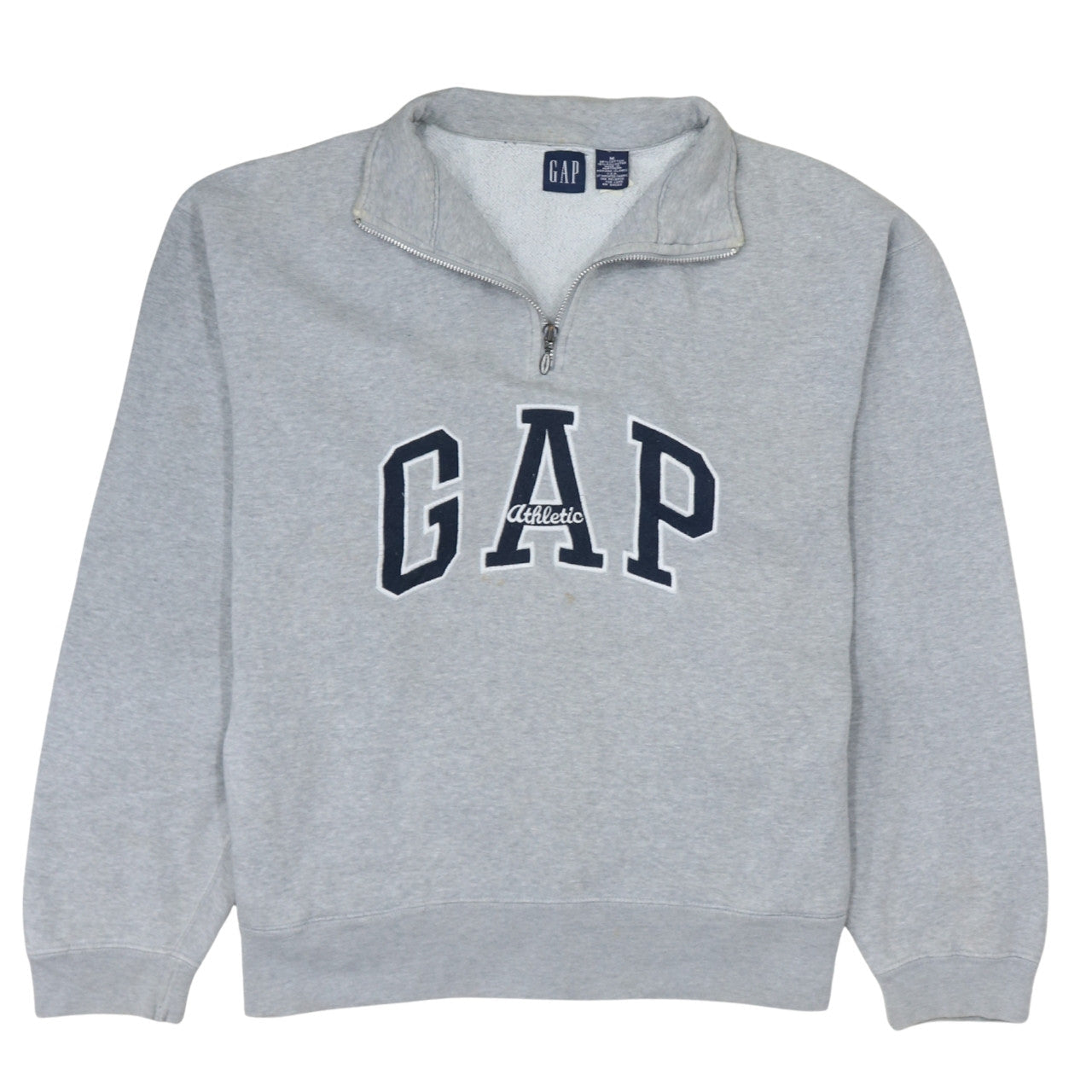 GAP Men's Grey 1/4 Zip Athletic Logo Sweatshirt M Regular Fit