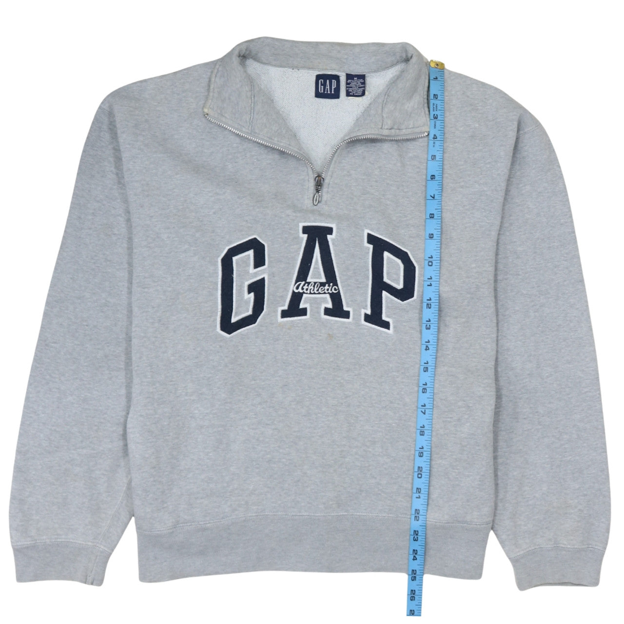 GAP Men's Grey 1/4 Zip Athletic Logo Sweatshirt M Regular Fit