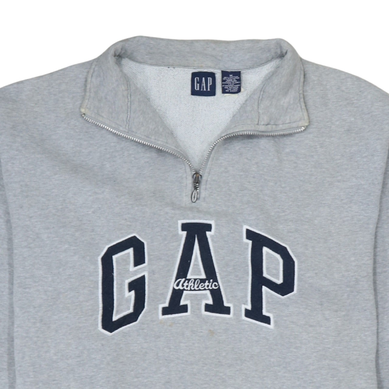 GAP Men's Grey 1/4 Zip Athletic Logo Sweatshirt M Regular Fit
