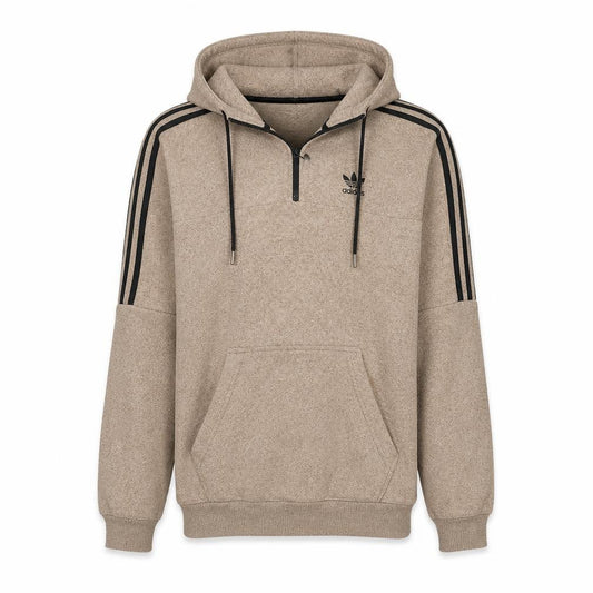 Adidas Men's Beige 1/2 Zip Hoodie Size S Fleece Sportswear