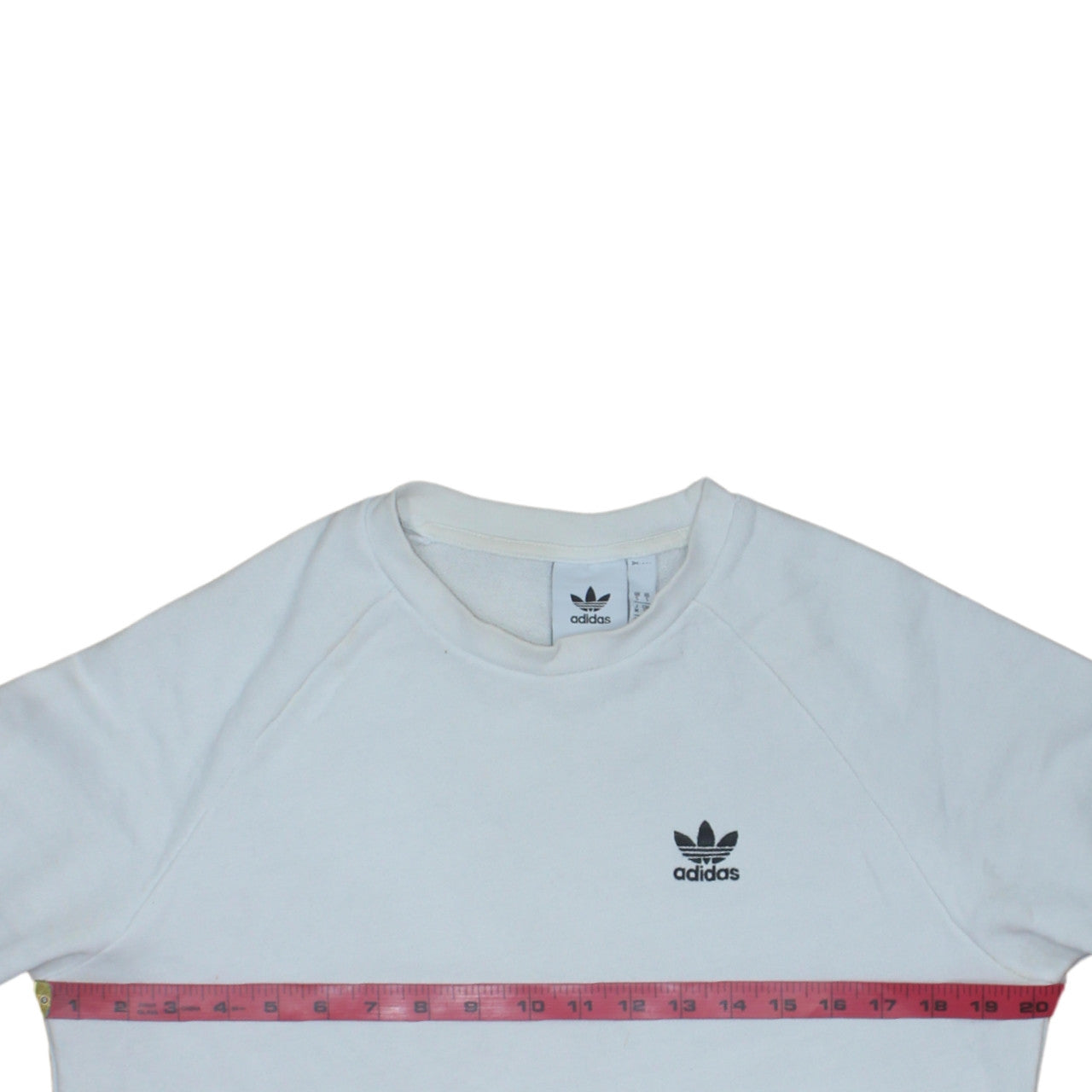 adidas Men's White Crew Neck Logo Pullover Sweatshirt Size S