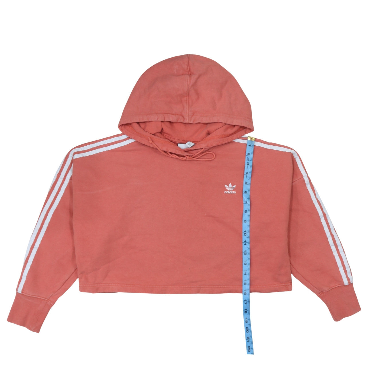 Adidas Women’s Coral 3-Stripes Crop Hoodie Size 8 Cotton Pullover