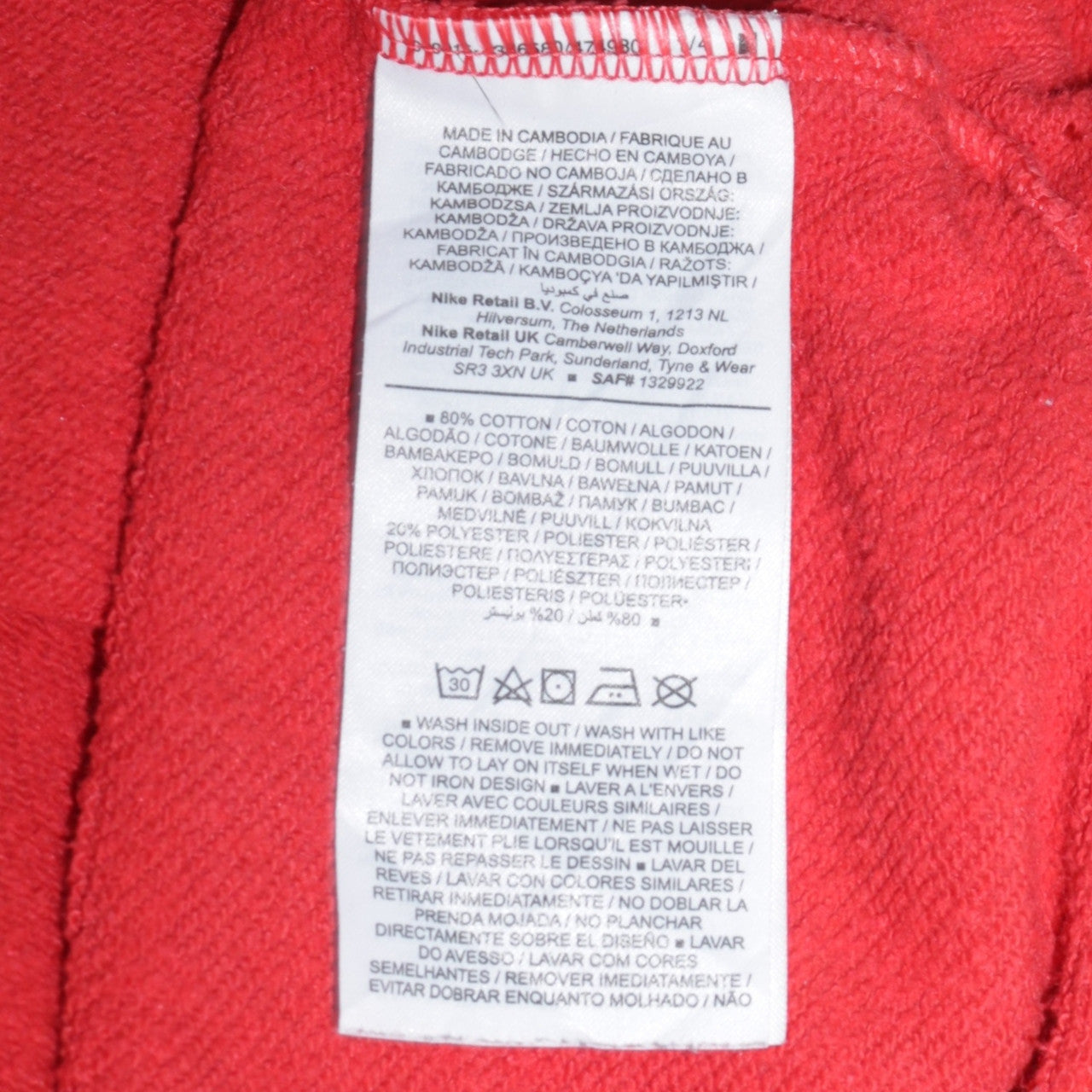 Nike Men's Red Air Logo Pullover Sweatshirt XS Fleece Crew Neck