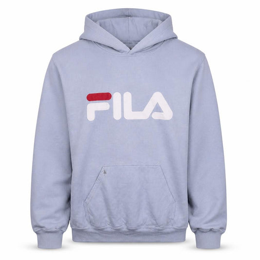 Fila Men Blue Pullover Hoodie Small Logo Graphic Fleece Sweatshirt