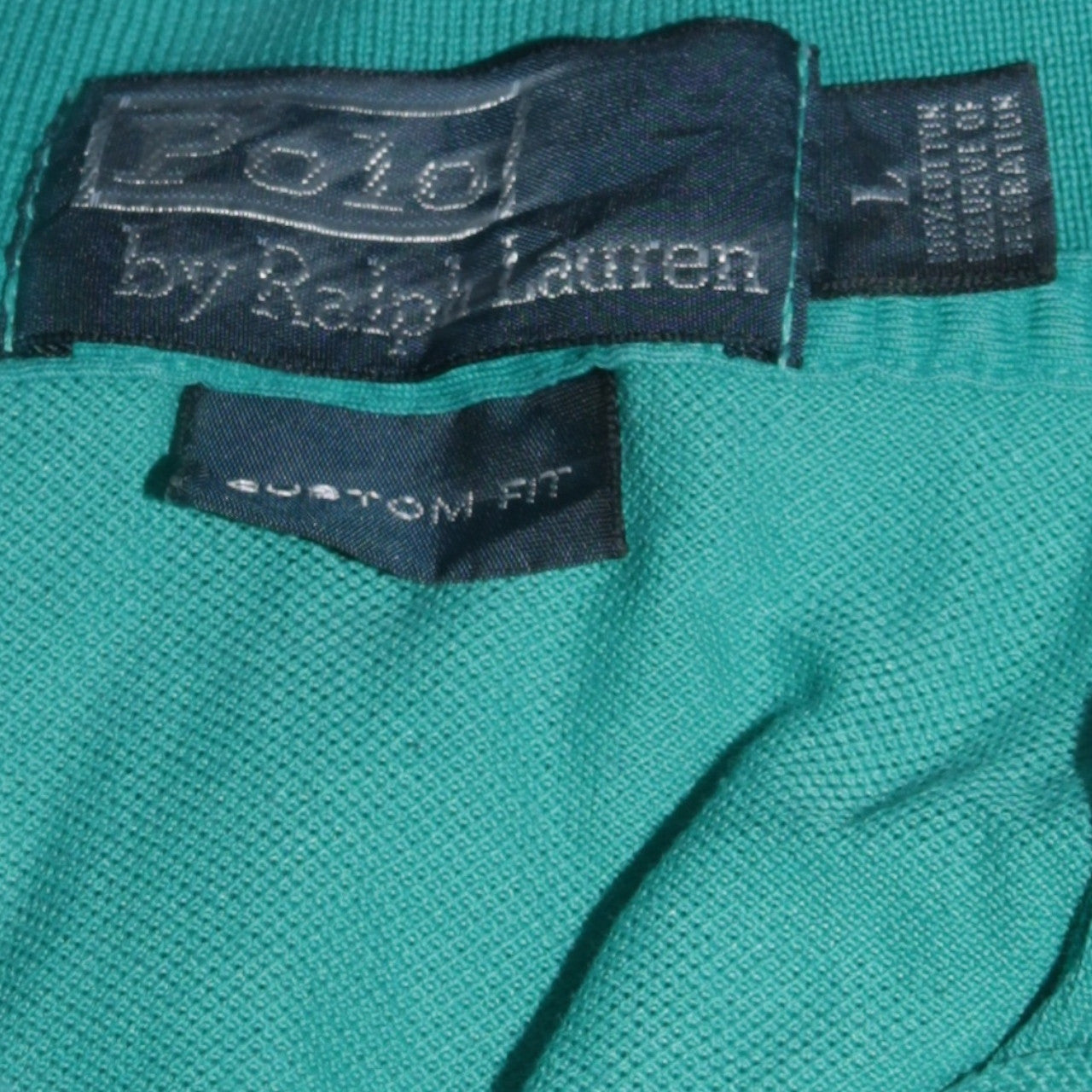 Ralph Lauren Men's Green Custom Fit Short Sleeve Polo Shirt Size L
