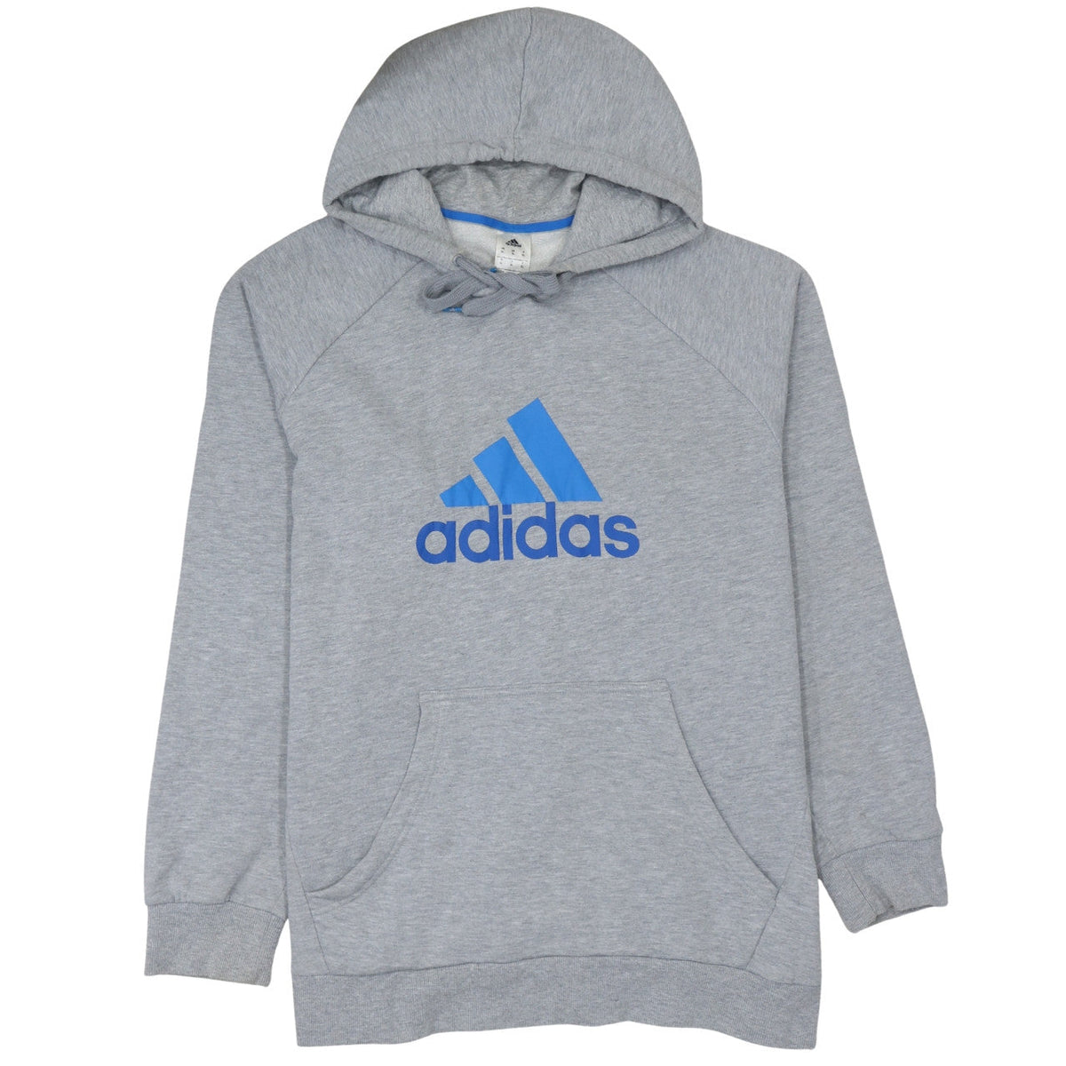 Additional front view of Adidas Men's Grey XL Pullover Hoodie with Blue Logo