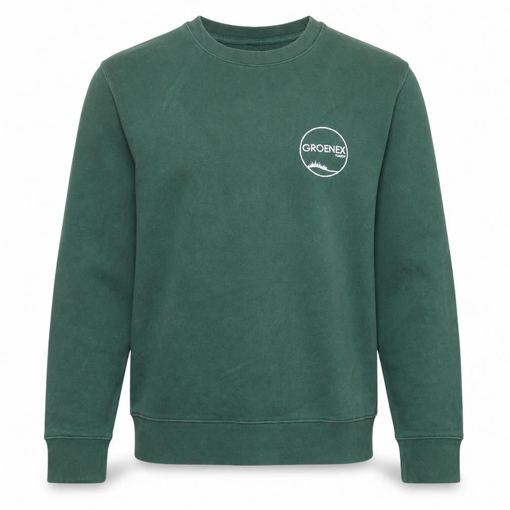 Russell Men’s Green Crew Neck Pullover Sweatshirt L Embroidered Logo