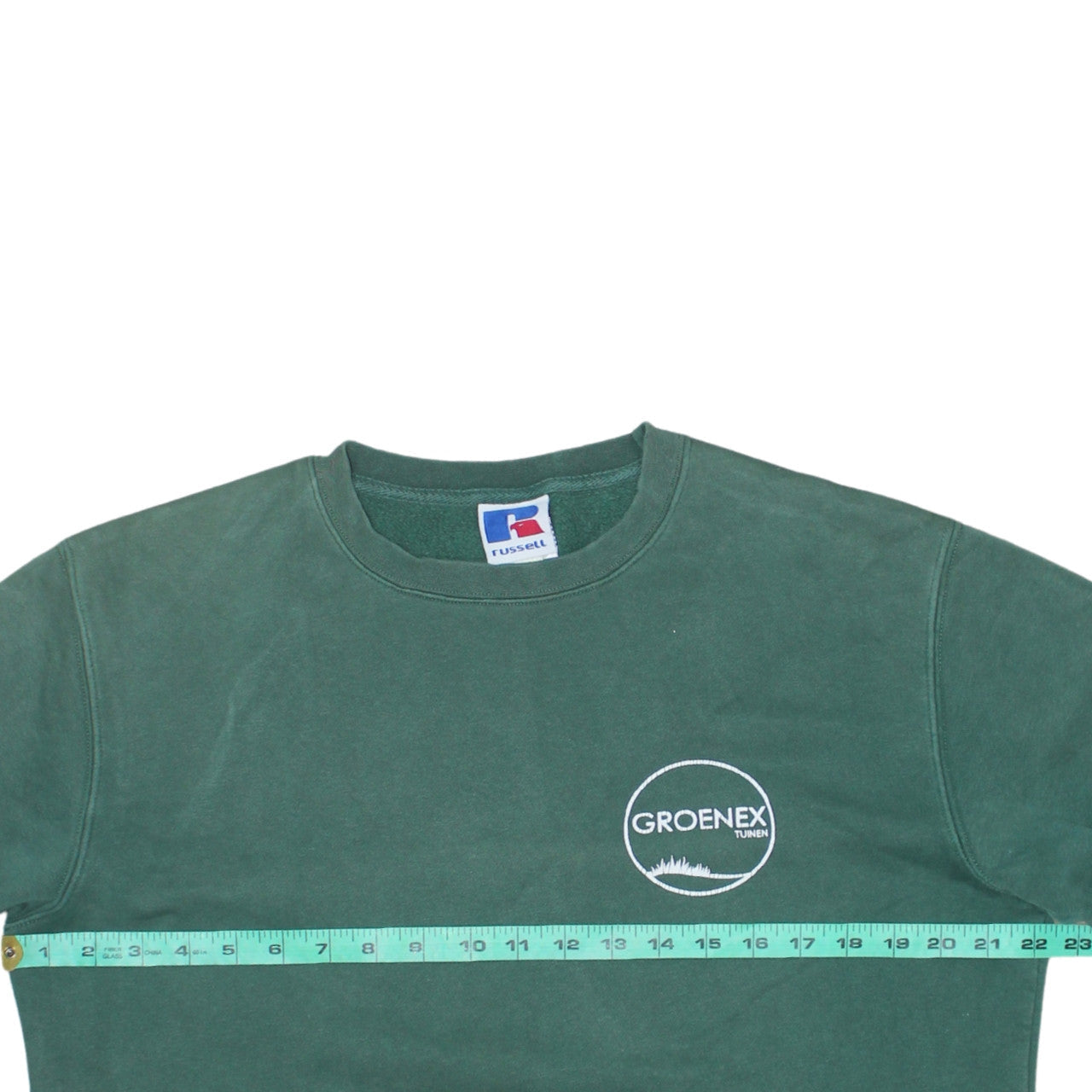 Russell Men’s Green Crew Neck Pullover Sweatshirt L Embroidered Logo