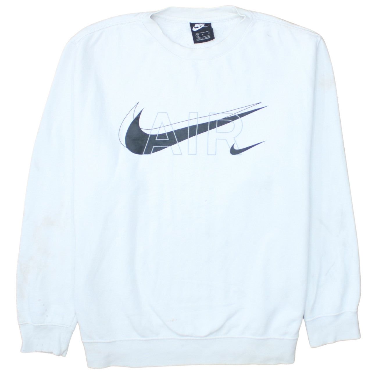 Nike Men's White AIR Logo Pullover Sweatshirt L