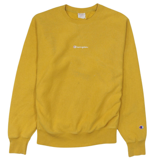 Champion Men's Yellow Reverse Weave Pullover Sweatshirt Medium