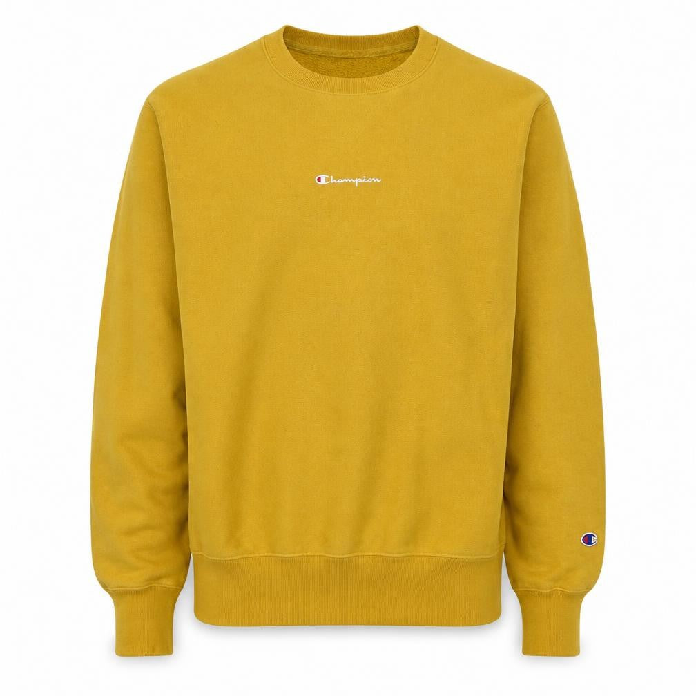 Champion Men's Yellow Reverse Weave Pullover Sweatshirt Medium