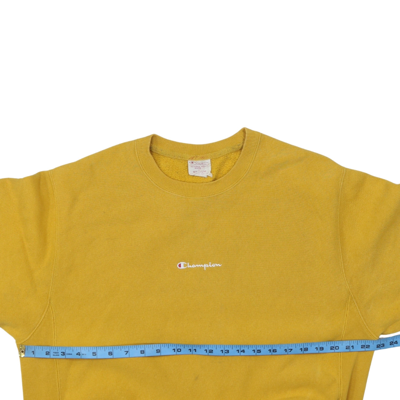 Champion Men's Yellow Reverse Weave Pullover Sweatshirt Medium