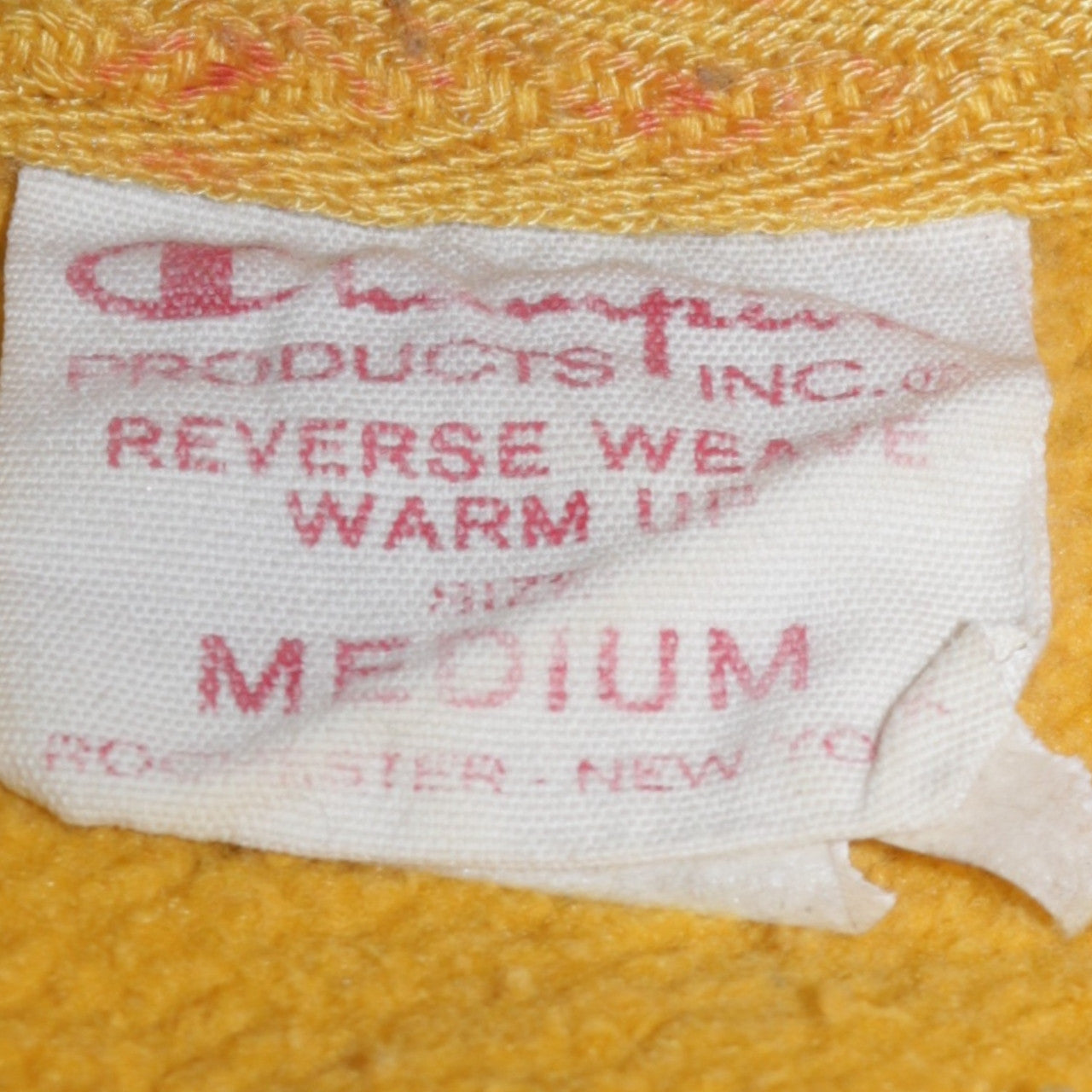 Champion Men's Yellow Reverse Weave Pullover Sweatshirt Medium
