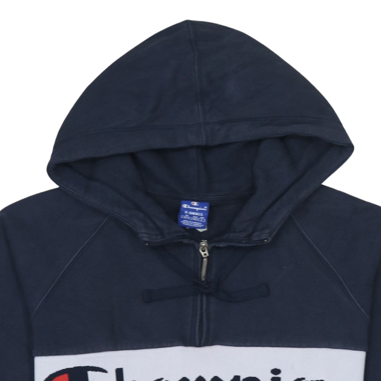 Champion Mens Navy XS 1/2 Zip Hoodie Pullover Logo Cotton