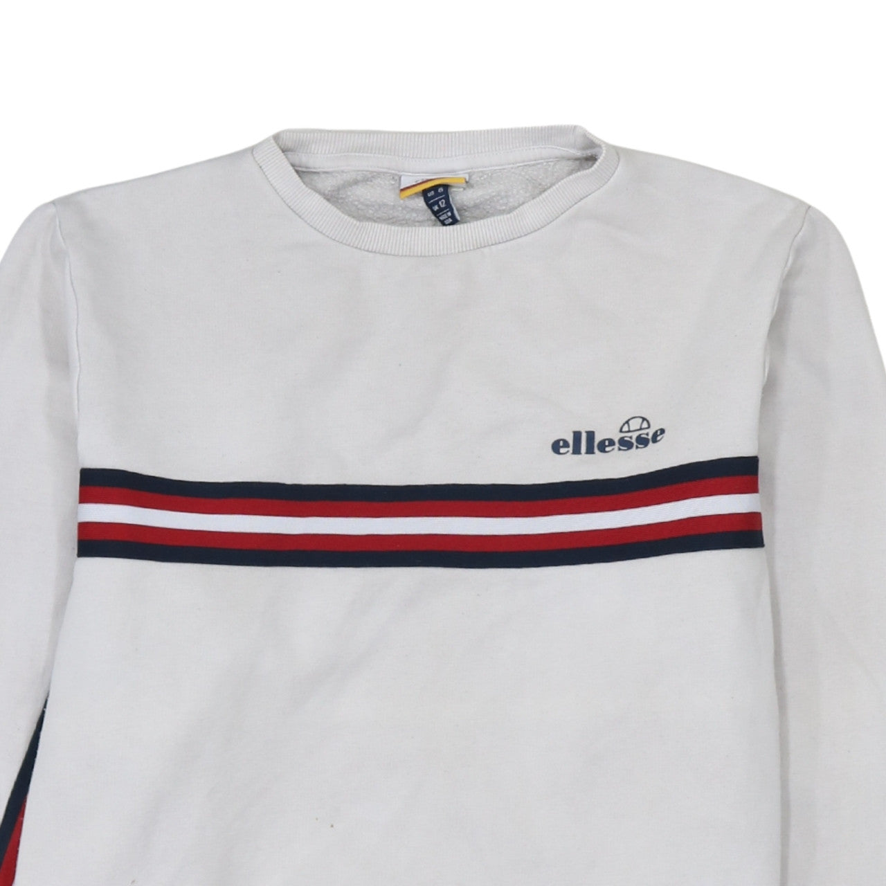 Ellesse Womens White UK 12 Pullover Sweatshirt Long Sleeve Cotton Blend
