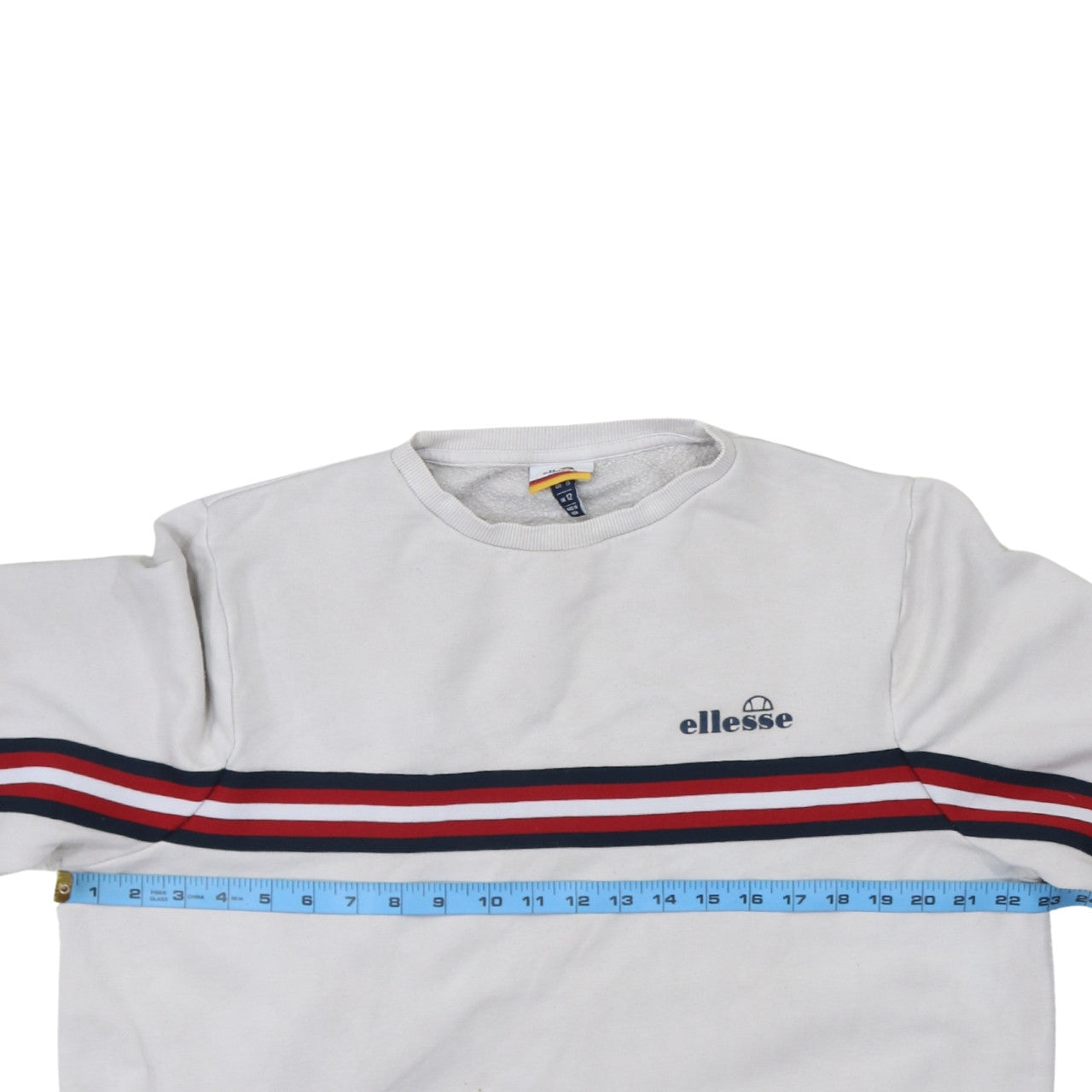 Ellesse Womens White UK 12 Pullover Sweatshirt Long Sleeve Cotton Blend