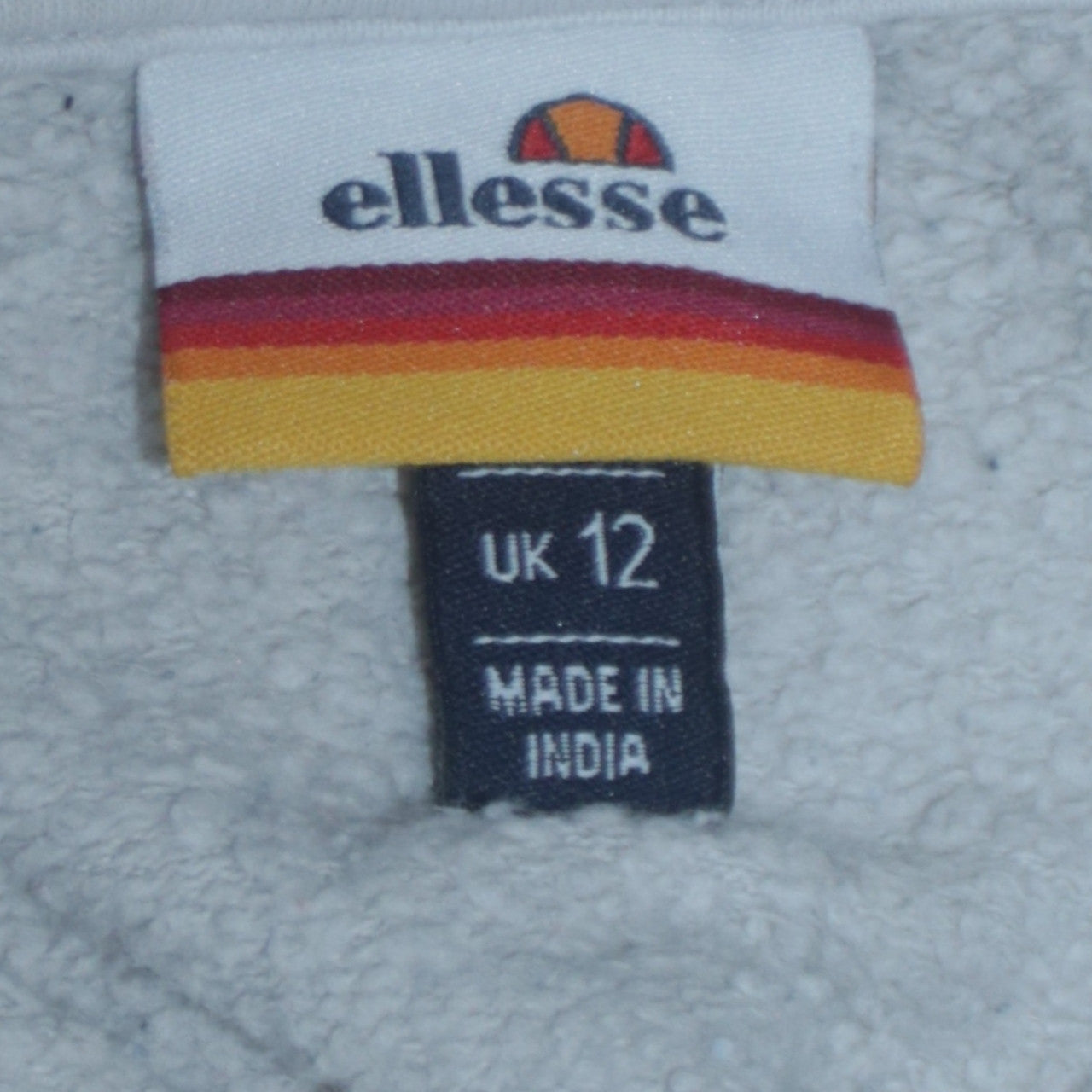 Ellesse Womens White UK 12 Pullover Sweatshirt Long Sleeve Cotton Blend