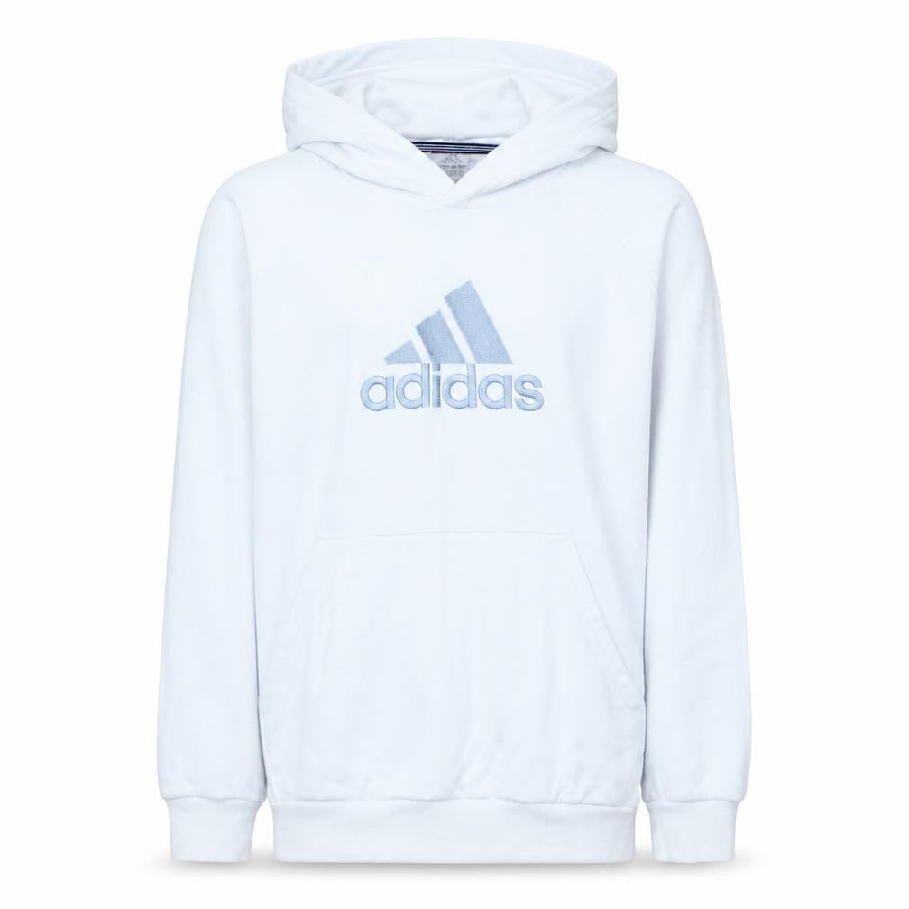 Adidas Boys White Pullover Hoodie Size 14-15 Years Essentials Logo Sweatshirt