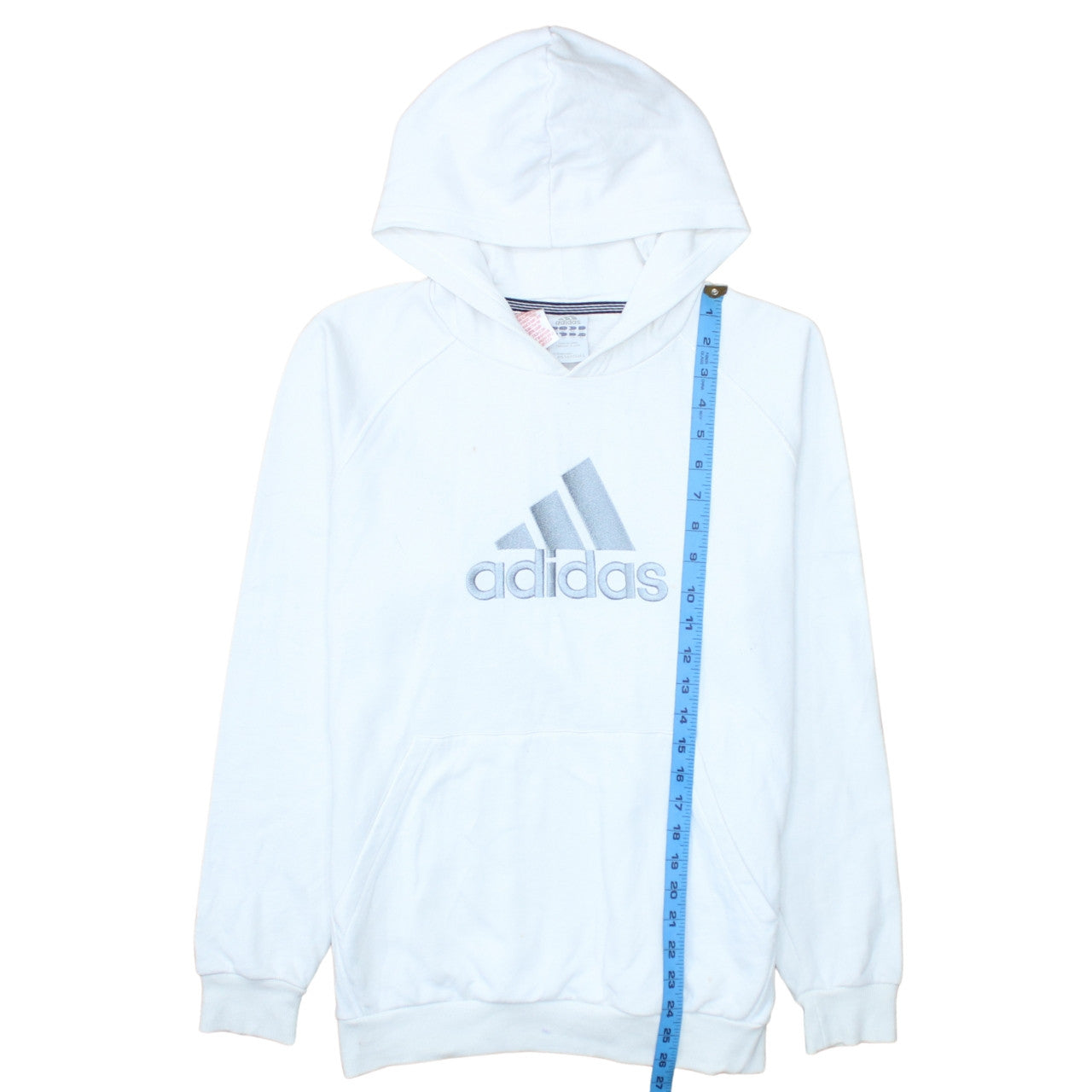 Adidas Boys White Pullover Hoodie Size 14-15 Years Essentials Logo Sweatshirt