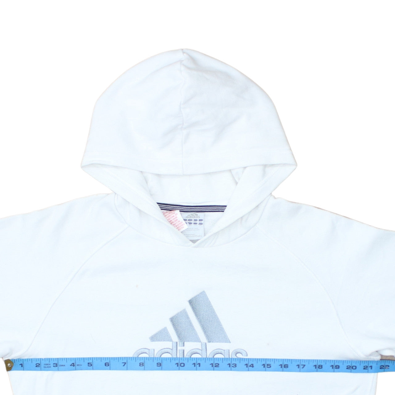 Adidas Boys White Pullover Hoodie Size 14-15 Years Essentials Logo Sweatshirt