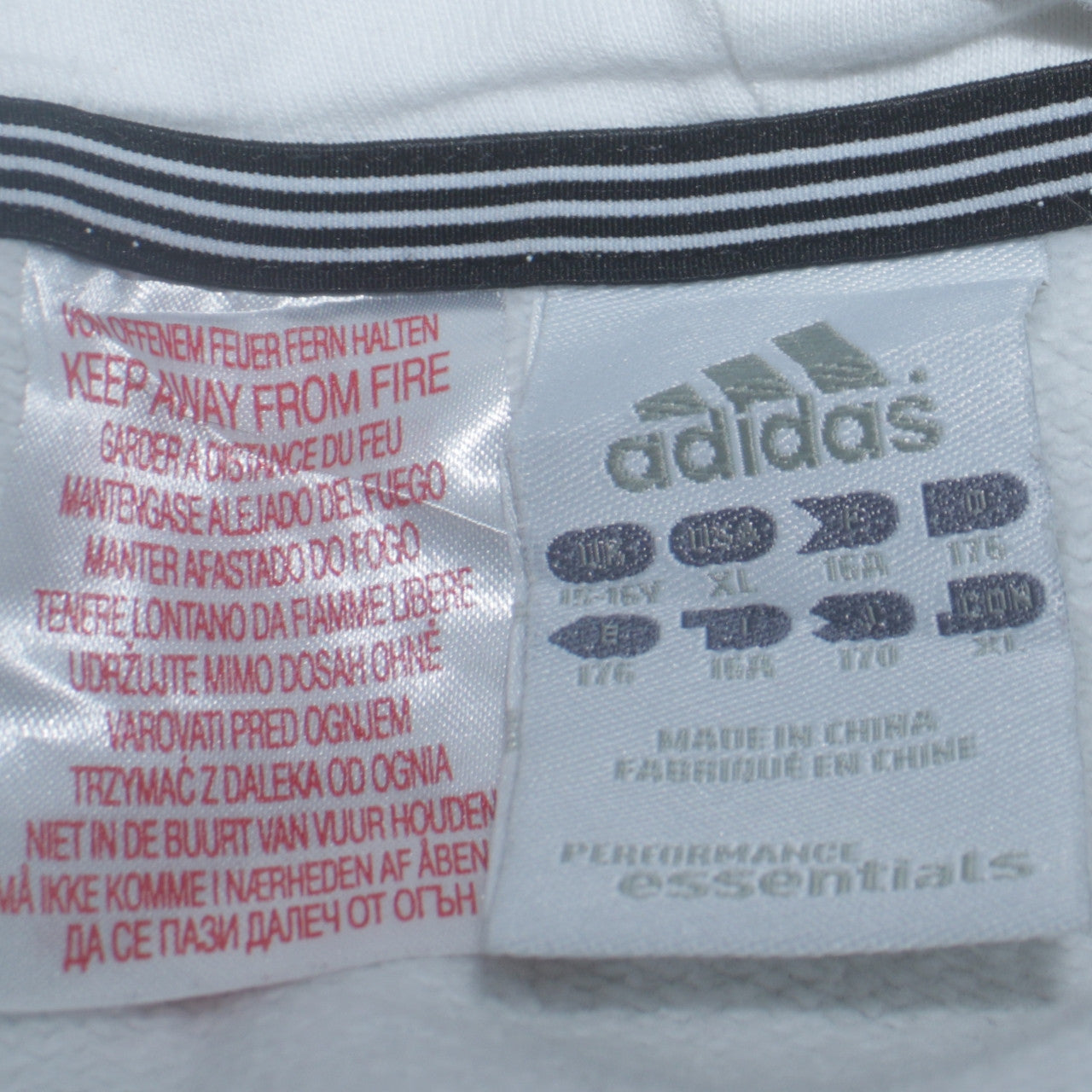 Adidas Boys White Pullover Hoodie Size 14-15 Years Essentials Logo Sweatshirt