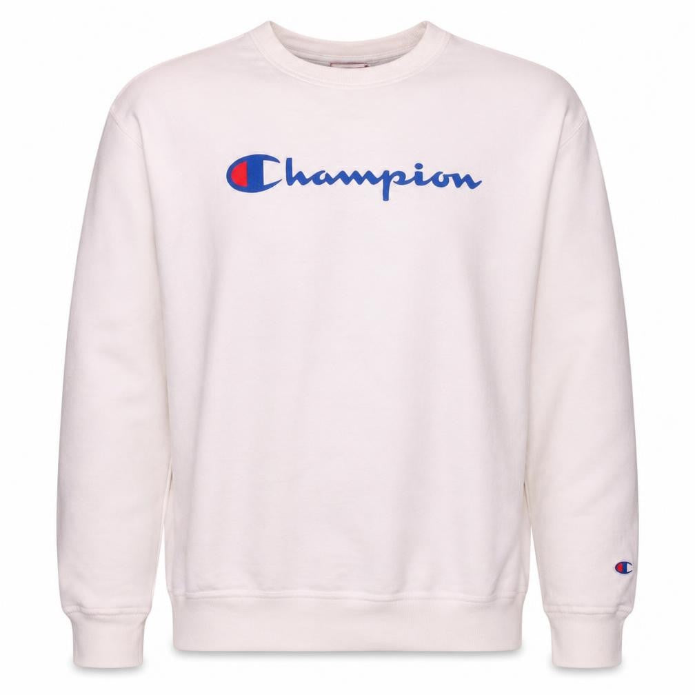Champion Men's White Logo Crew Neck Pullover Sweatshirt L