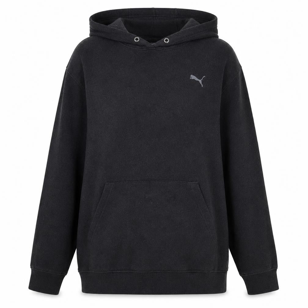 Puma Womens Black Pullover Hoodie Size 16 Logo Graphic Casual
