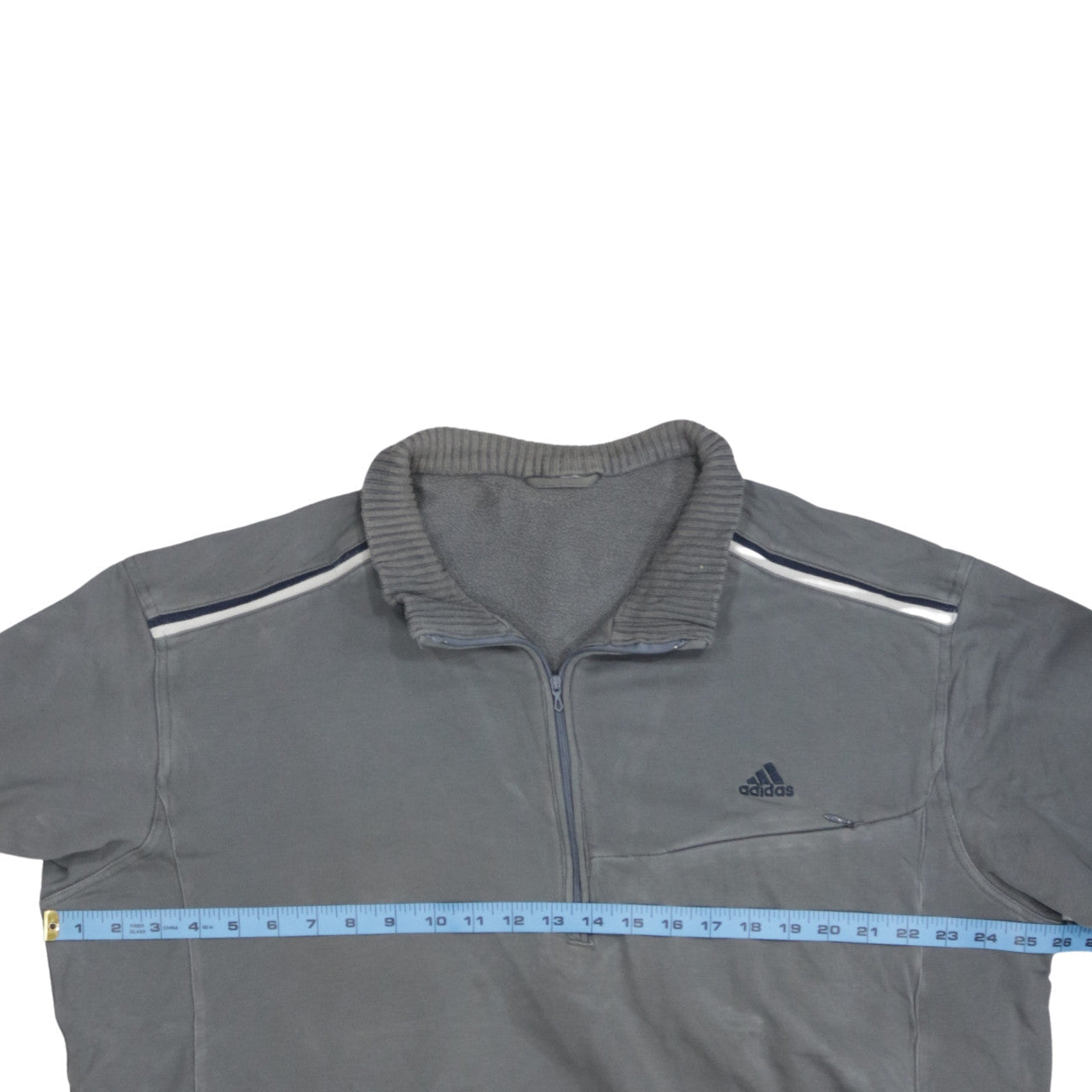 Adidas Men's Grey 1/2 Zip Fleece Sweatshirt Size L Regular Fit