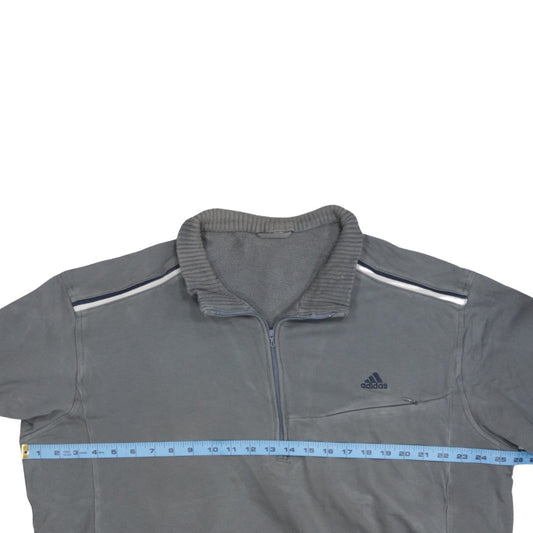Adidas Men's Grey 1/2 Zip Fleece Sweatshirt Size L Regular Fit