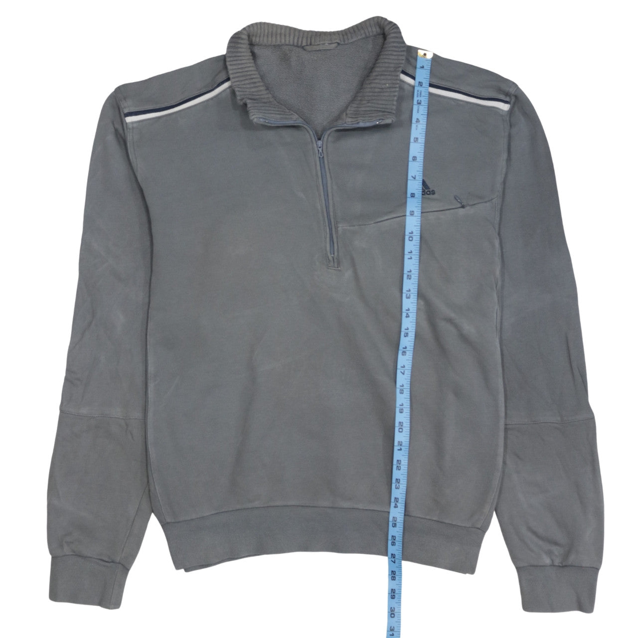Adidas Men's Grey 1/2 Zip Fleece Sweatshirt Size L Regular Fit