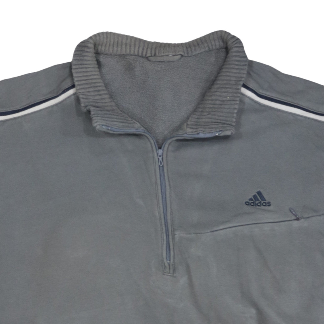 Adidas Men's Grey 1/2 Zip Fleece Sweatshirt Size L Regular Fit